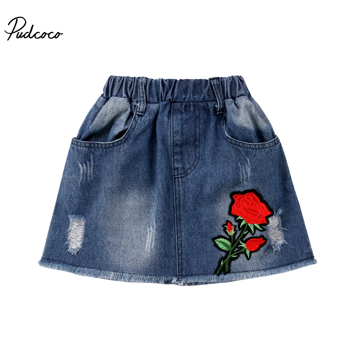 

2018 Brand New Toddler Infant Child Kids Baby Girl Skirts Embroidery Flower Pants Denim Tutu Mini Skirt Casual Clothes 2-7T