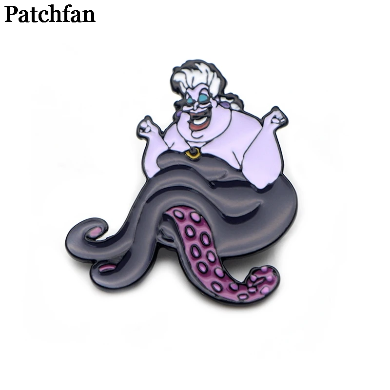 Patchfan Ursula, Мультяшные металлические цинковые эмалированные булавки, трендовая медаль para, рюкзак, рубашка, одежда, сумка, броши, значок для мужчин и женщин, A2164