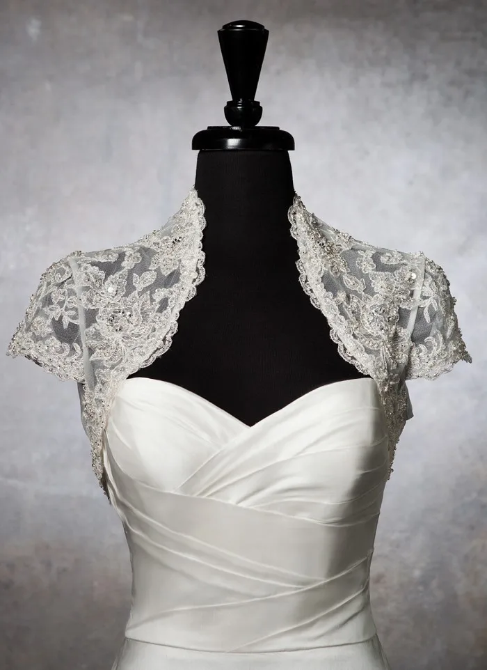 2014 White Lace Bridal Jacket Wedding Shawls and Wraps short sleeves