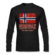 Поп норвежский флаг винтажный вид футболка ТВ мужская одежда Хлопок Crewneck с длинным рукавом пользовательские мужские футболки