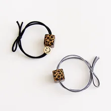1 шт. Леопард-печать акрил геометрический квадратный смайлик волос Веревка личность небольшой свежий и простой дикий зама хвост волос кольцо G0502
