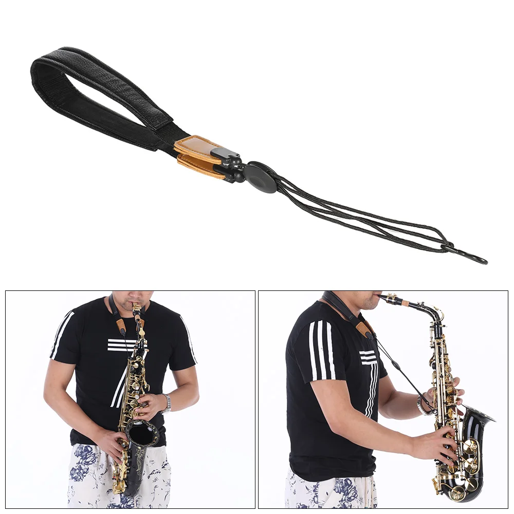 Регулируемый мягкий кожаный саксофон Sax шейный ремешок с мягким металлическим