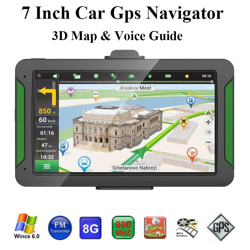 

Car Gps Navigator 7 Inch Hd Press Screen 8Gb Built-In Memory +256 Running Memory Driving Navigation