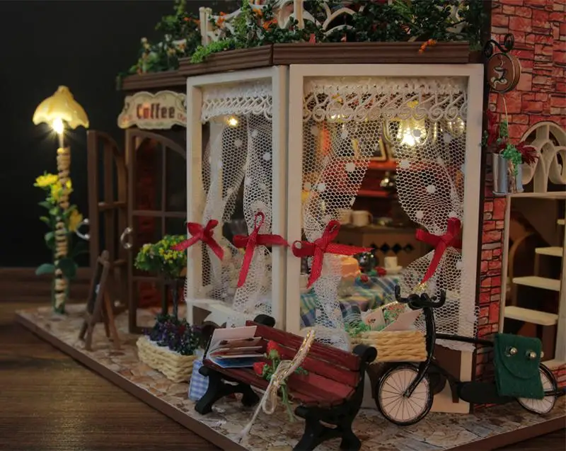 Miniature DIY Doll Houses 3D Wooden Doll House Miniature dollhouse Furniture Kit Toys for Children Birthday Gifts Happy time Miniature DIY Doll Houses 3D Wooden Doll House Miniature dollhouse Furniture Kit Toys for Children Birthday Gifts Happy time