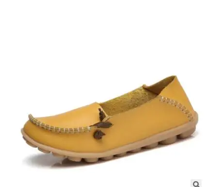Asileto дышащая обувь из натуральной кожи женская обувь модная женская обувь на шнуровке Повседневная обувь на плоской подошве в горошек; с нескользящей подошвой; обувь для улицы; FlatsT146 - Цвет: Yellow