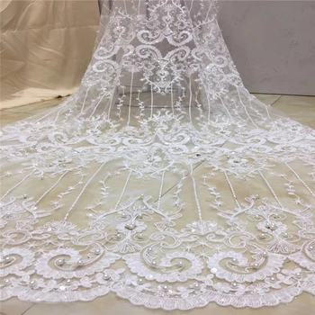 

VILLIEA High Quality Nigerian Lace Fabrics With Beads African French Net Lace Fabric Tulle Mesh Fabric For Party African Lace