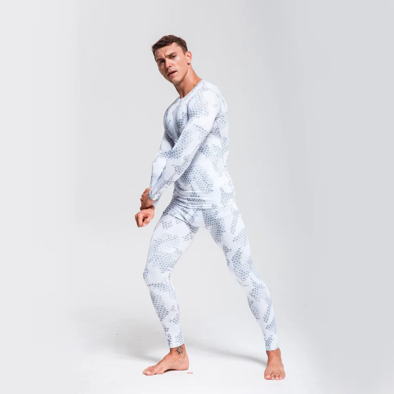 Koop Mannen Ski Ondergoed Set Jogger Set Mannen Trainingspak Gym Man Compressie Kleding running Pak Camouflage Trainingspak Mannen