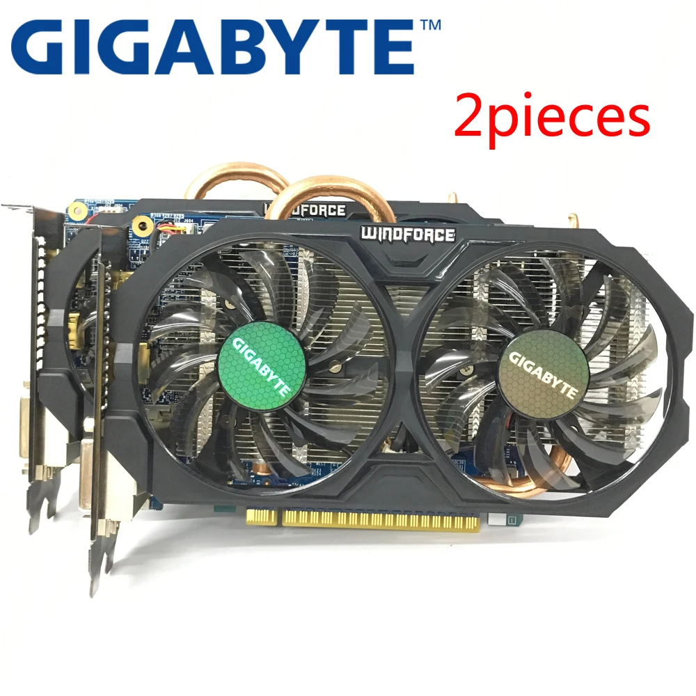 GIGABYTE 2Picess видеокарта оригинальная GTX 750Ti 2 Гб 128 бит GDDR5 видеокарты для nVIDIA Geforce GTX750Ti Hdmi используется VGA карты