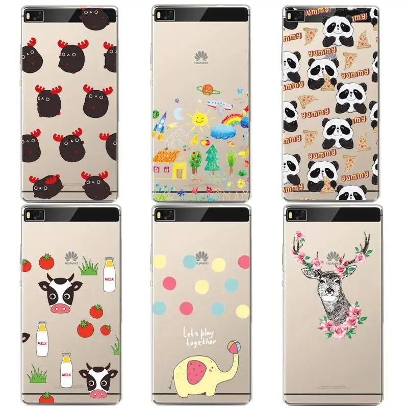 Panda Soft Clear TPU Phone Case For huawei P10plus P8 P9lite honor 3c 4c 6a 7 8 9 5c Coque Elephant Silicone Cover Free Shipping | Мобильные