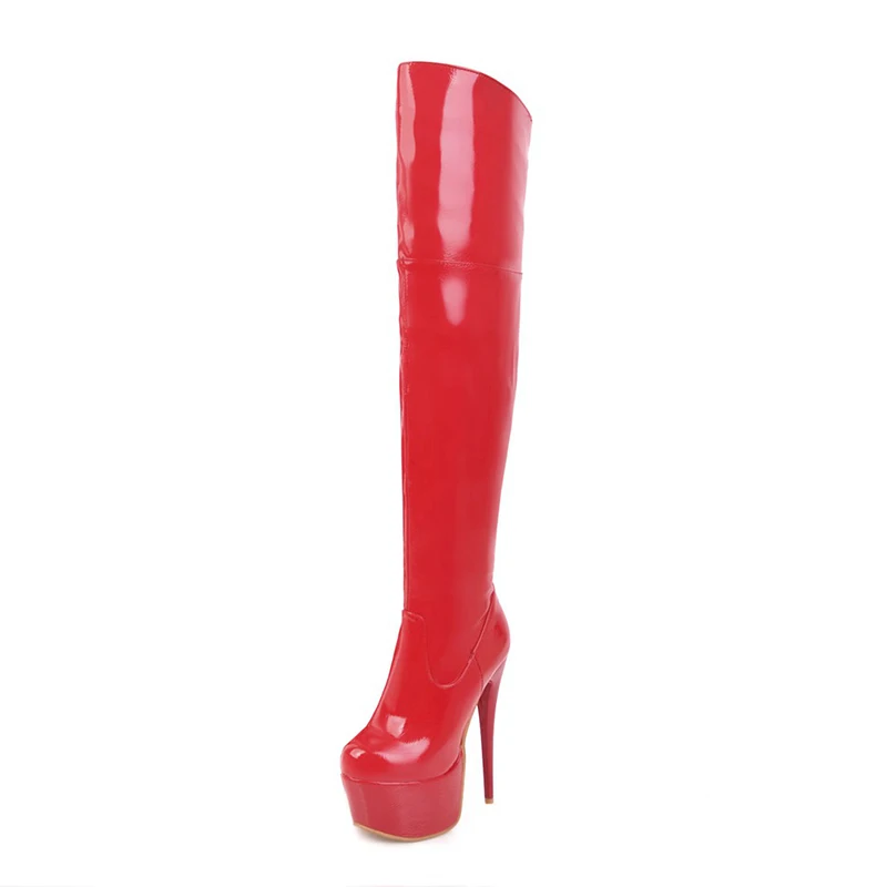 DoraTasia/ размера плюс; большие размеры 33-48 по индивидуальному заказу на толстой платформе женская обувь пикантные тонкий высокий каблук вечерние Зимние ботфорты; женские ботинки - Цвет: Красный