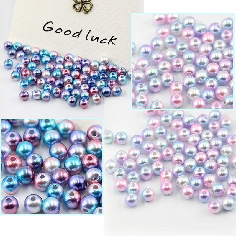 

6mm-12mm Gradient Color Pearl Cabochon Round Pearl Imitation ABS Beads Jewelry Findings DIY Garment Sewing Beads