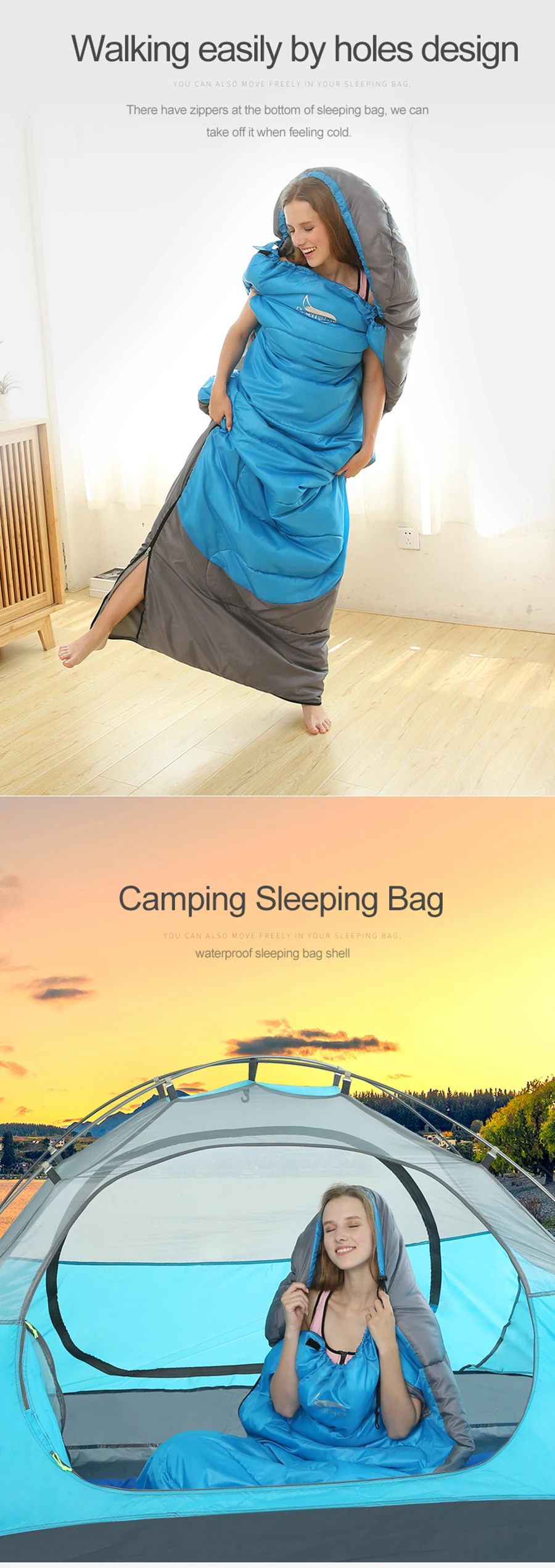 Спальный мешок для пустыни и лисы, спальные мешки для прогулок с открывающимися отверстиями, легкий и портативный компрессионный мешок для альпинизма