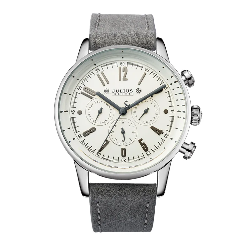 Real Three Dial Men s Watch Hours Swis Movt Clock Business Dress Bracelet Leather Sport Boy