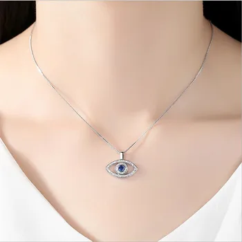 LUKENI Charm Crystal Eye Rose Gold Female Pendants Necklace Jewelry Girl Fashion 925 Sterling Silver Choker Necklace Accessories