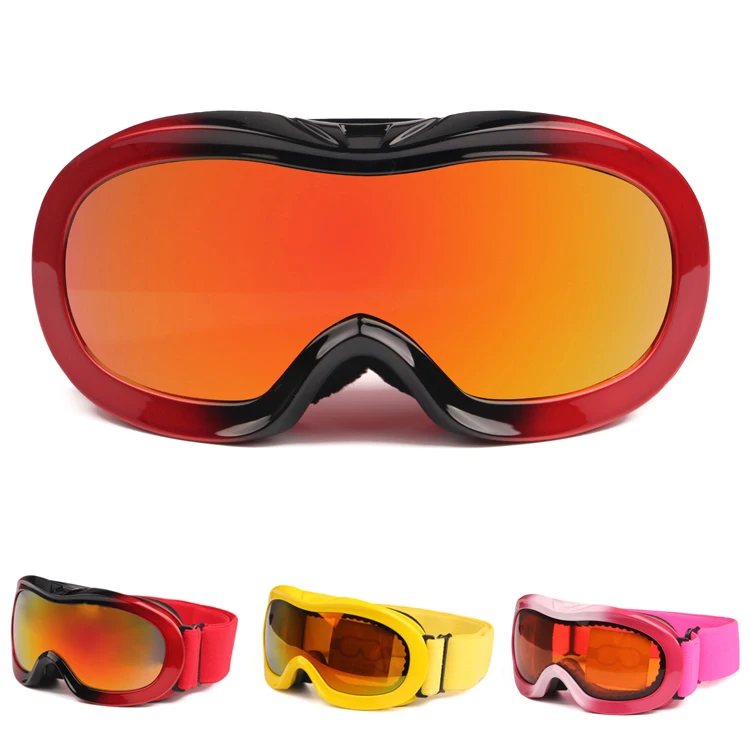 الأطفال نظارات تزلج rainbow المغلفة عدسة ، مكافحة انفجار مكافحة الضباب كروية بنين بنات نظارات الجليد ، أطفال التزلج نظارات
