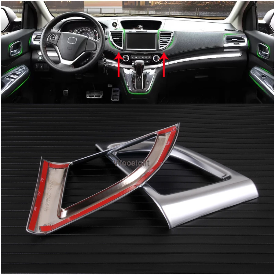 

Car Accessories 2pcs ABS Chrome Matte Front Central AC Air Vent Outlet Frame Cover Decoration For Honda CR-V 2012 2013 2014 2015