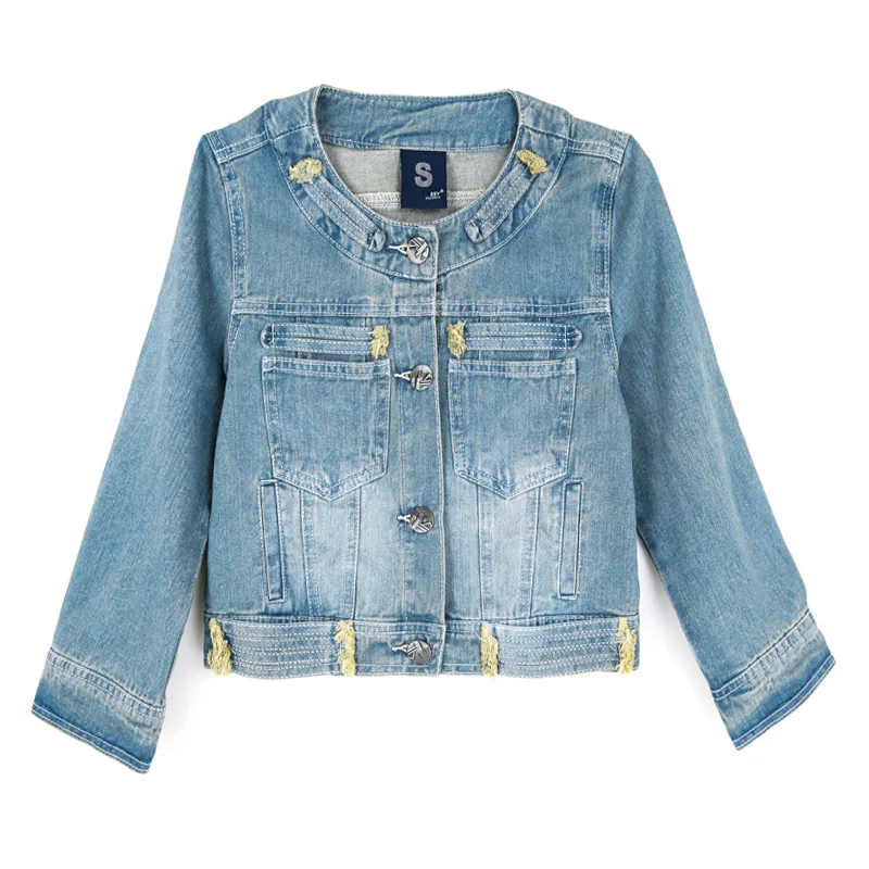 

2019 New Arrival European street vintage O-Neck Women Pockets Denim Jackets short Denim Coat Ladies Autumn Jacket Female Outwear
