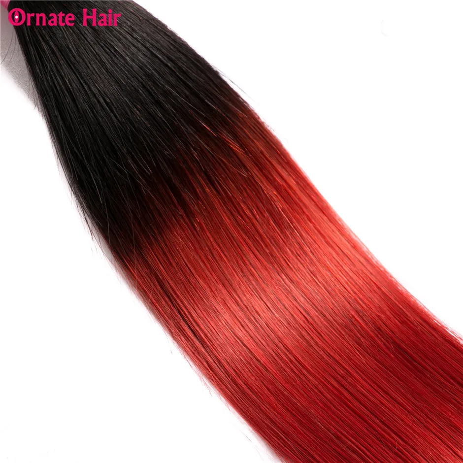 Ombre Colored Human Hair Bundles With Closure Peruvian Straight Hair Bundles With Closure Ornate Hair Non Remy T1b/red 12-24inch Ombre Colored Human Hair Bundles With Closure Peruvian Straight Hair Bundles With Closure Ornate Hair Non Remy T1b/red 12-24inch