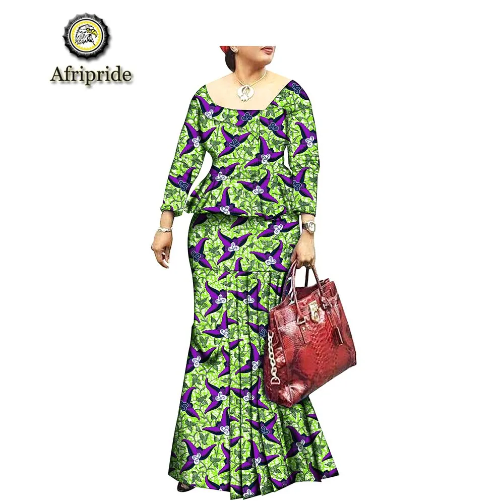 Африканские платья для женщин AFRIPRIDE bazin riche Анкара принт Дашики Чистый хлопок платье воск батик Частный заказ S1825074 - Цвет: 474
