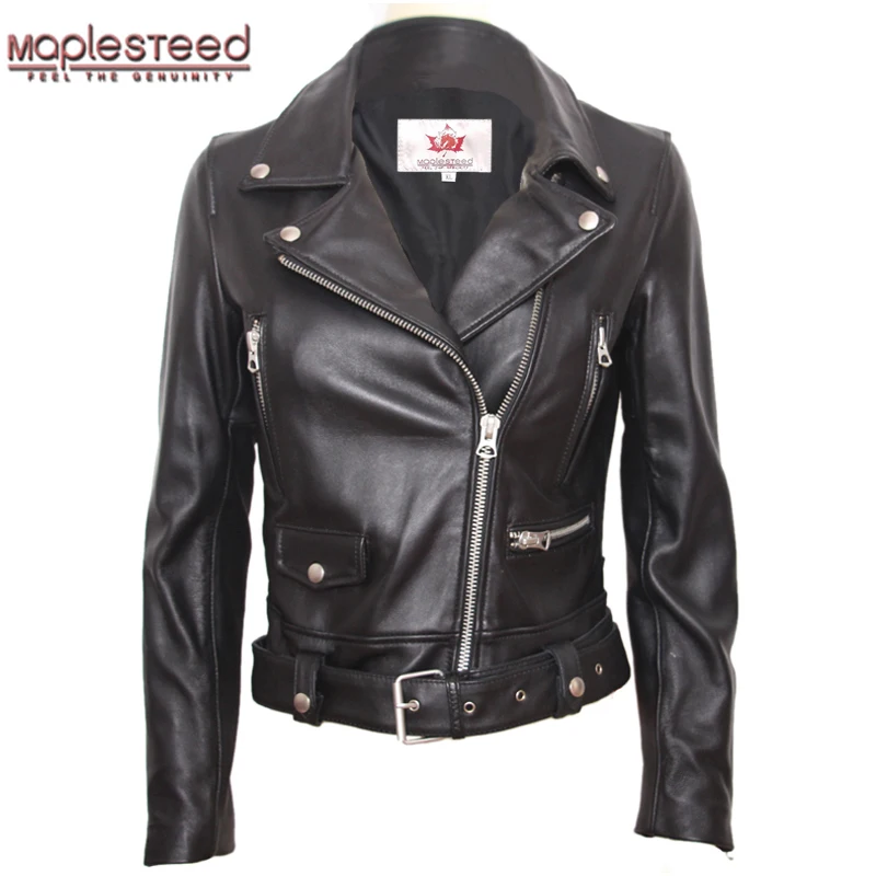 MAPLESTEED Natural Sheepskin Genuine Leather Jacket Women Brand Slim Female Jacket Real Lambskin Ou