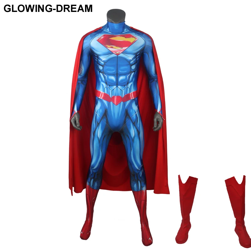 

Glowing Dream Newest Superman Cosplay Costume For Halloween 3D Print Superman Costume For Man Man of Steel Costume