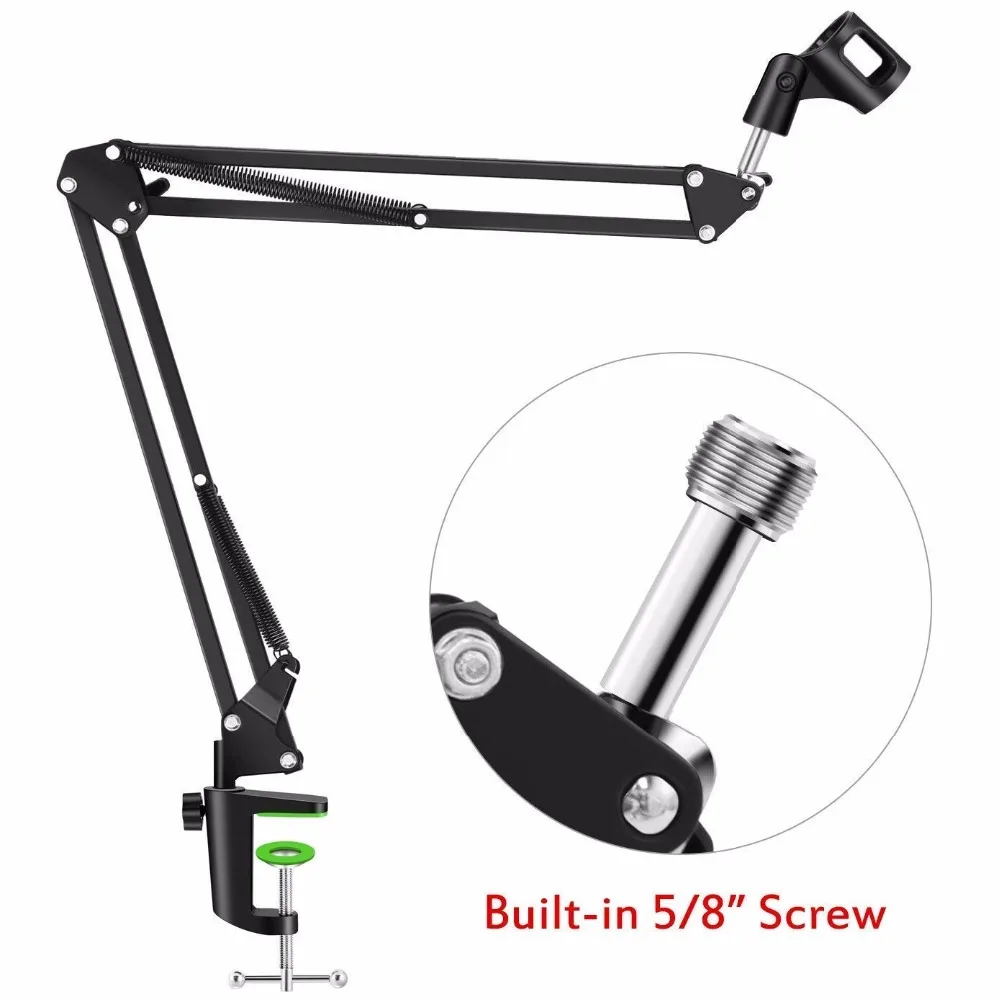 

Microphone Suspension Mic Stand Boom Scissor Arm Stand Microphone Clip with 5/8 Screw for Blue Yeti, Snowball and All Other Mic