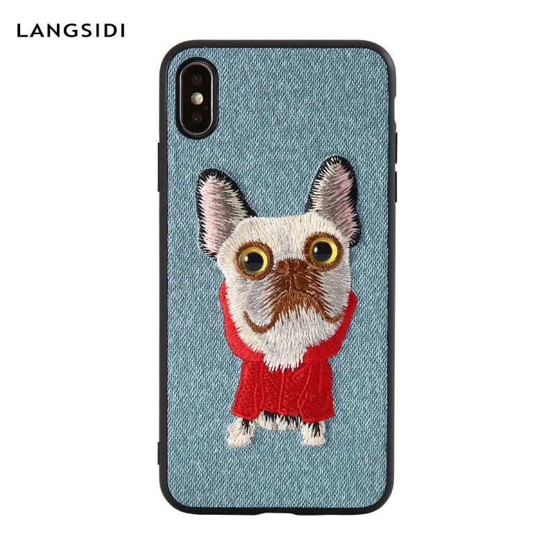 

Cute phone case for iPhone 7 7plus 8 8plus all-inclusive embroidery shatter-resistant silicone case for iPhoneXS Max case XS XR