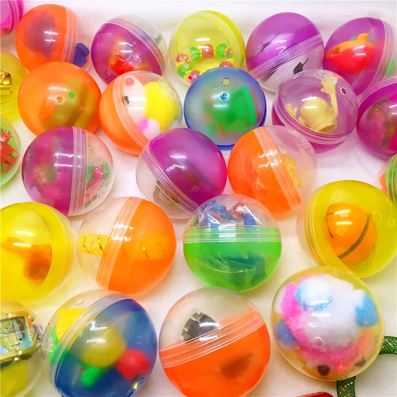 10 шт./компл. 50 мм Диаметр пластик цвет мячики в оболочке игрушки с внутренней подкладкой из фланели с различными маленькие игрушки подобраны в случайном порядке для торгового автомата