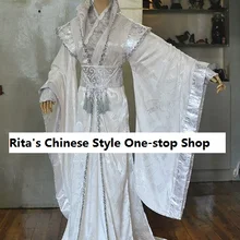 1635 Ta Ge серебристо-белый мужской костюм с широкими рукавами Hanfu для мужчин, телевизионный костюм для сцены или фотографии, мужской костюм