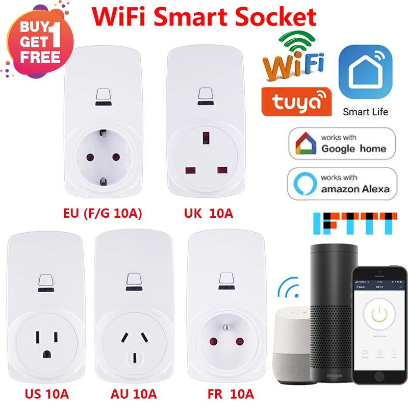 2 шт. умная вилка Wifi розетка Tuya/приложение Smart Life работает с Amazon Alexa & Echo Dot Google home