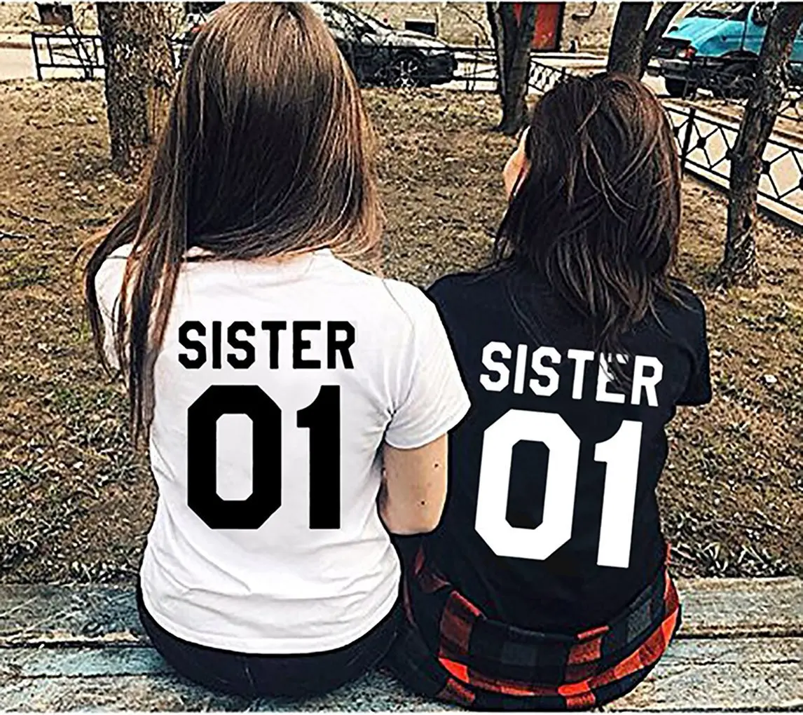 Футболка Мужская/женская с надписью SISTER 01 BROTHER 01|Футболки| |