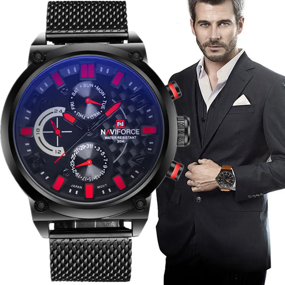 2017 Men's NAVIFORCE Luxury Brand Analog Quartz Watch Man 3ATM Waterproof Fashion Casual Sport Watches Men full steel Wristwatch 2017 Men's NAVIFORCE Luxury Brand Analog Quartz Watch Man 3ATM Waterproof Fashion Casual Sport Watches Men full steel Wristwatch