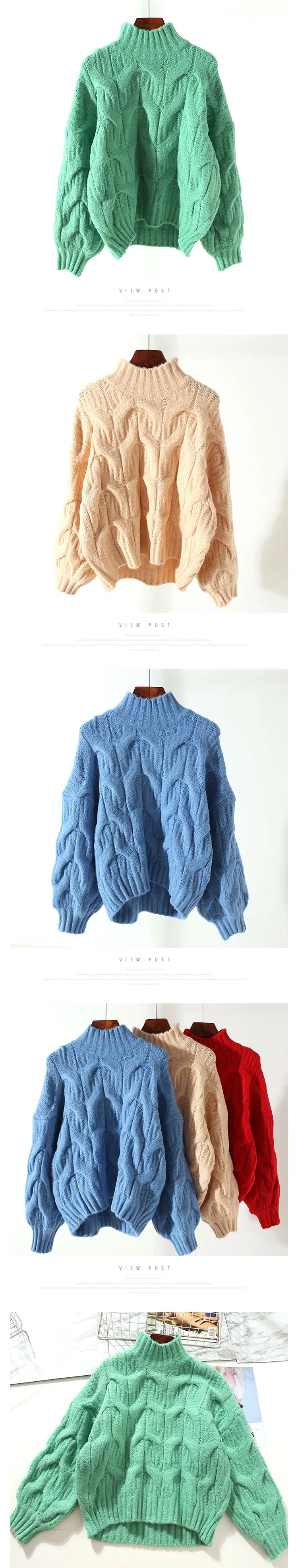 Новинка весны 2018 года Женский Блузки для малышек пуловеры женщин для Фонари рукавом Винтаж твист свитер дамы свободные грубой пальт
