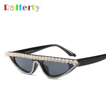 

Ralferty Luxury Crystal Cat Eye Sunglasses Women Designer Small UV400 Sun Glasses Black Rhinestone Eyewear Oculos De Sol F97540