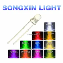 1000 шт./лот F5 10 цветов 5 мм круглый зеленый/желтый/синий/белый/красный/теплый белый/оранжевый/фиолетовый/розовый/желто-зеленый светодиод комплект