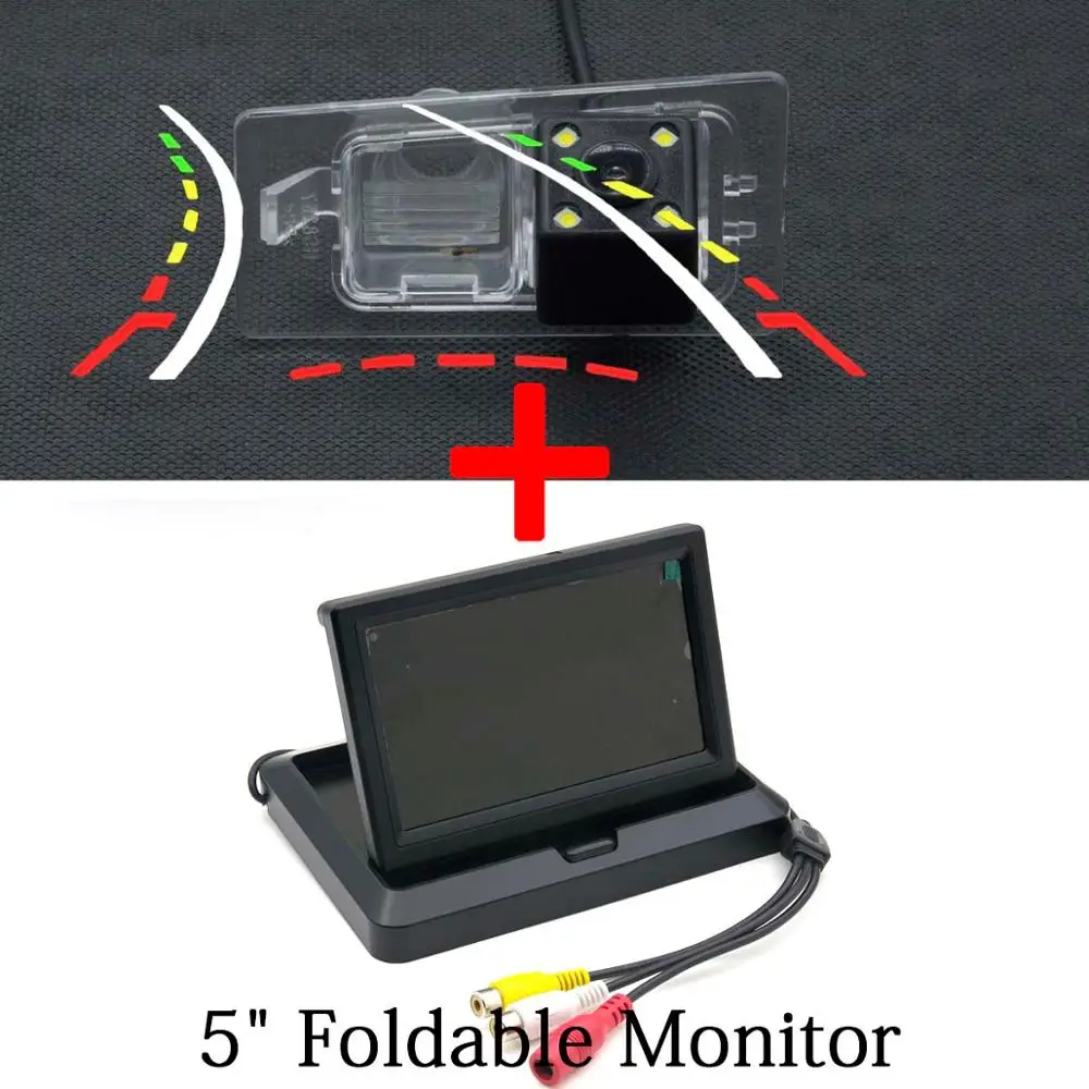 Динамическая траектория Автомобильная камера заднего вида для азиатского hyundai Elantra 2011 2012 Kia Ceed Европейская версия 4,3 5 дюймов парковочный монитор - Название цвета: Camera 5 inch fold