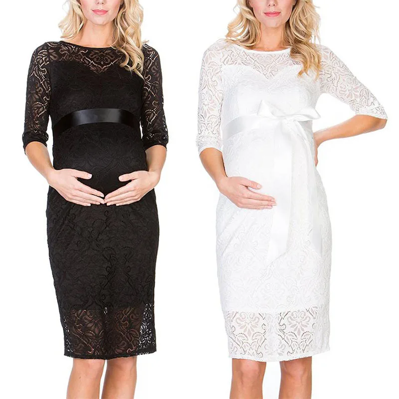

Lace Straight Maternity Dresses For Pregnant Women Pregnancy Clothes Dress Vestido Embarazada Maternity Clothing Mother Wear