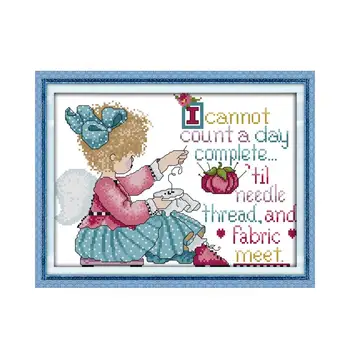 

Beautiful little girl cross stitch kits handmade material bag love embroidery girl diy sewing accessories decorative painting