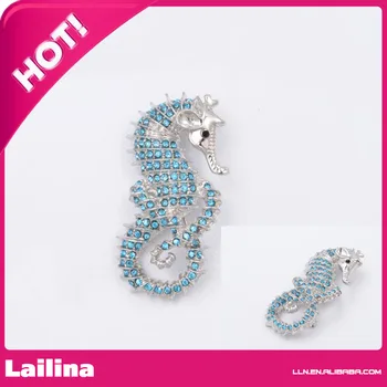 

Sky Blue Rhinestone Seahorse Brooch Pin Party Jewelry Gift Pink Rhinestone