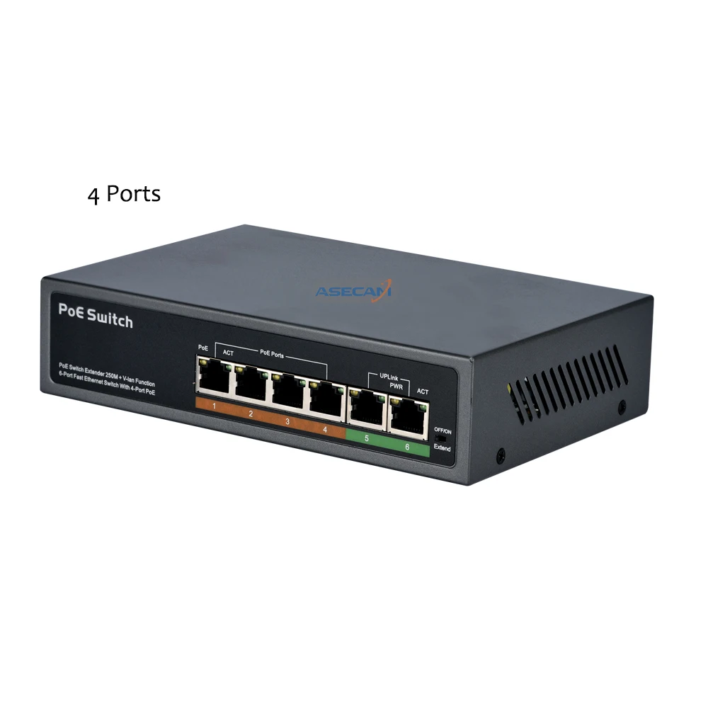 High quality CCTV 48V PoE Switch Professional for IP Camera 2+4 Port 8 Port 10/100Mbps PoE injector Power over Ethernet