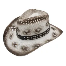 Тканевая Женская и Мужская Западная ковбойская шляпа кожаный ремешок Леди джентльмен пляж Boater Sombrero Женская Ковбойская шляпа размер 58 см