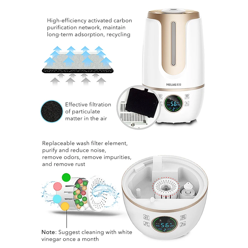  MeiLing 4L Ultrasonic Air Humidifier Nebulizer Essential Oils Aromatherapy Mist Humidifier Double P