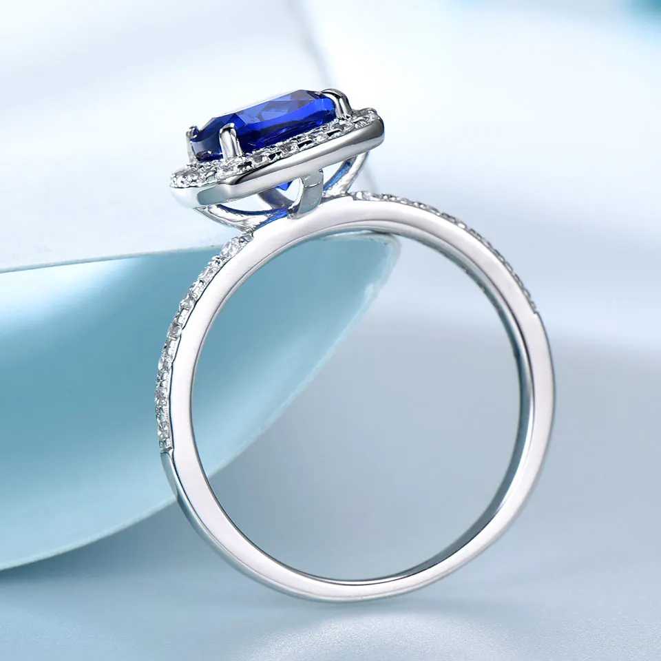 UMCHO синее сапфировое кольцо из драгоценных камней 925 пробы серебряные кольца для женщин Свадебные обручальные вечерние брендовые ювелирные изделия Новинка