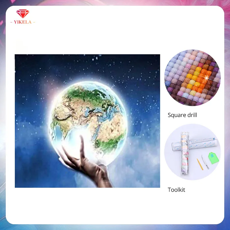 

YIKELA DIY Full Square Drill Mosaic Painting Cross Stitch Earth Diamond Painting Diamond Embroidery Patterns Home Decoration