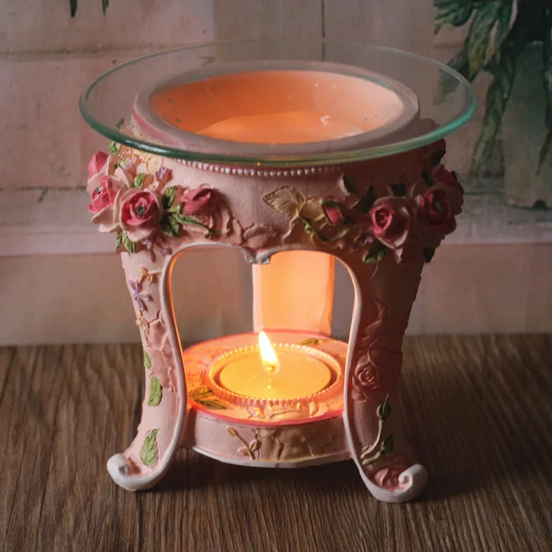Resin Candle Oil Burner Roses Aromatherapy Furnace Scented Aroma