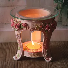 Resin Candle Oil Burner Roses Aromatherapy Furnace Scented Aroma Essential Oil Burner Home Decoration Incense Burner S incense burner buddha head aromatic oil burner ceramic aromatherapy lamp light candle aroma furnace oil lamp essential home g