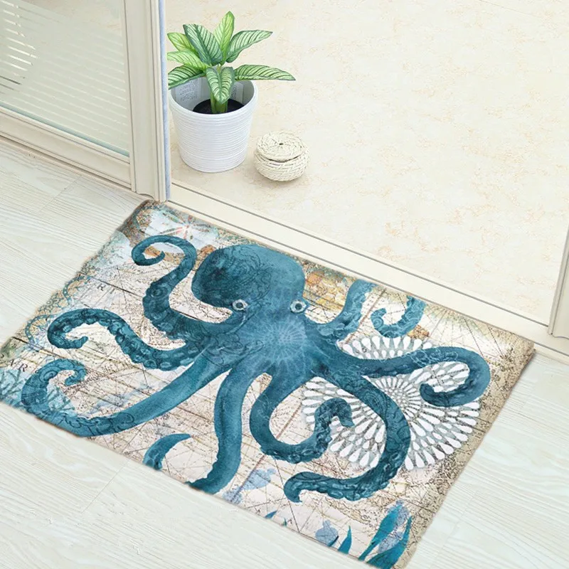 1 Pc 40x60cm Printed Sea Animal Turtle Pattern Mats Bedroom Bathroom