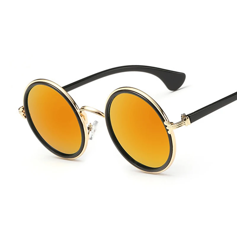 HUHAITANG, роскошные круглые солнцезащитные очки, женские, Ретро стиль, стимпанк, солнцезащитные очки для мужчин,, высокое качество, фирменный дизайн - Цвет линз: C8 orange