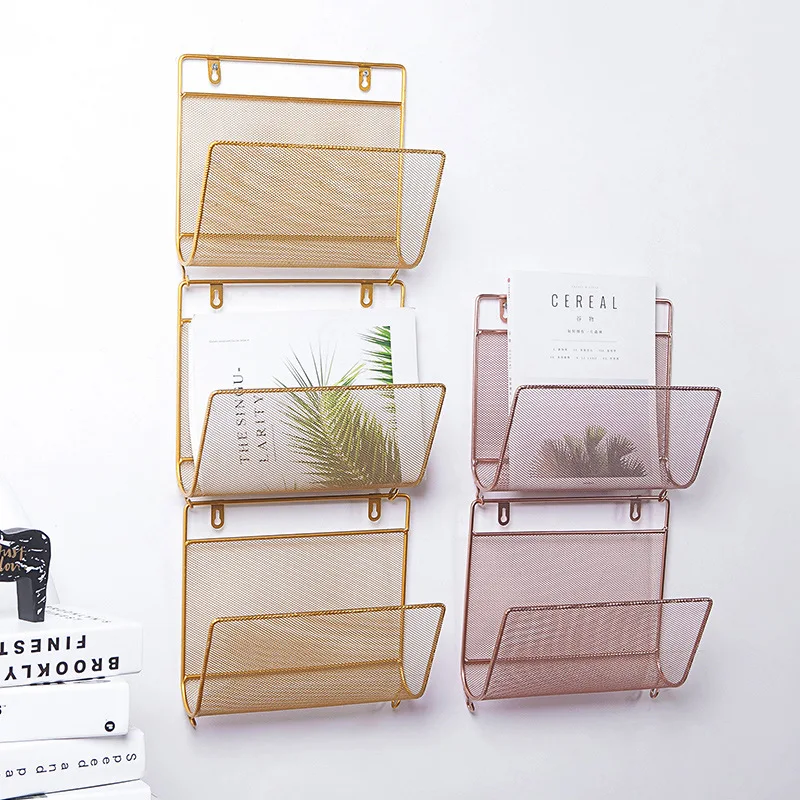 متعددة الوظائف مجلة رف رف الكتب الحديثة جدار تخزين رفوف الحديد المطاوع جدار تزيين مُثبت صحيفة شنقا حامل