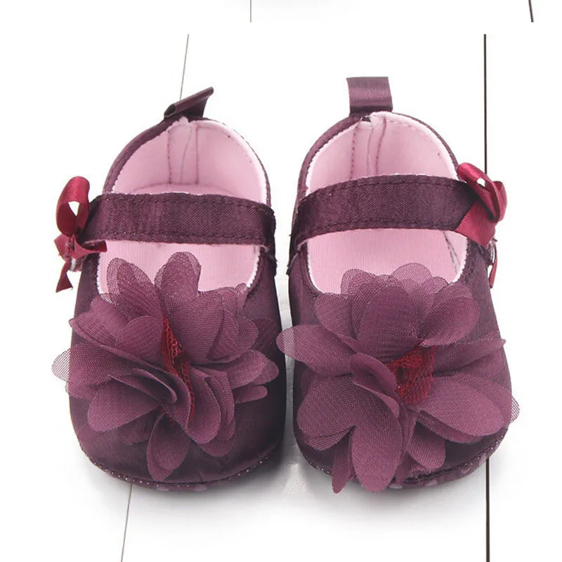 Детская обувь с цветочным бантом для маленьких девочек; обувь для новорожденных; Размер 0-12 месяцев
